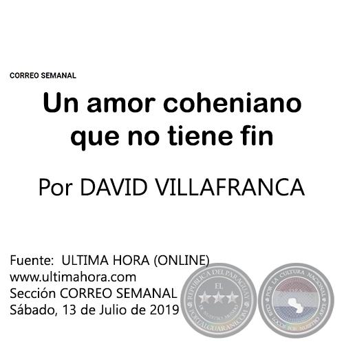 UN AMOR COHENIANO QUE NO TIENE FIN - Por DAVID VILLAFRANCA - Sábado, 13 de Julio de 2019